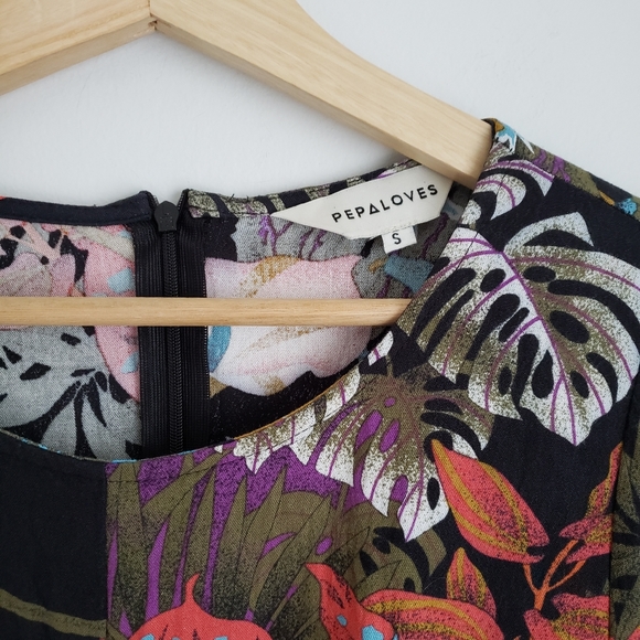 PEPALOVES Jungle Floral Mini Dress Small - Picture 7 of 12